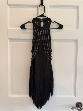 Costume: Black Halter Fringe Dance Costume